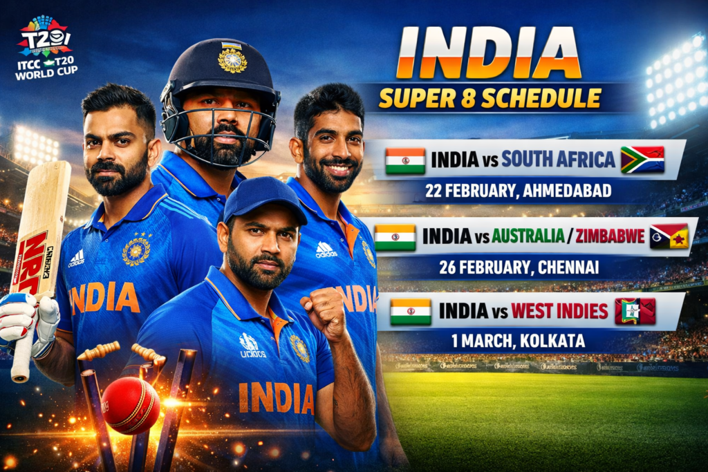 भारत का सुपर 8 शेड्यूल घोषित